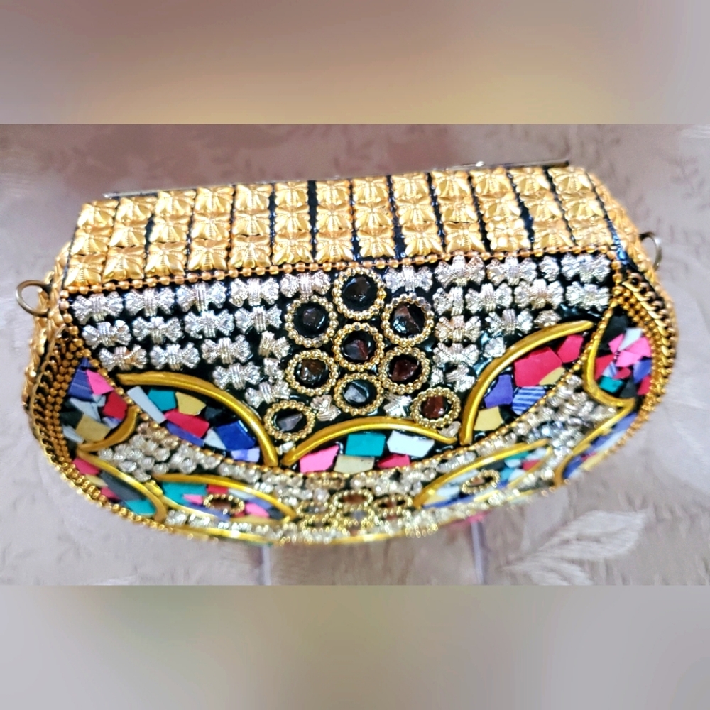 RAMLA Mosiac Moroccan Stone Eyes Handmade Bag NEW - Picture 7 of 11